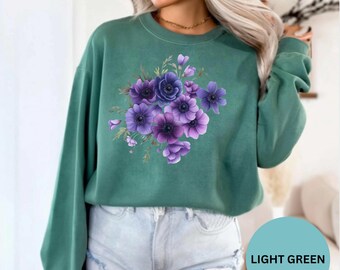 Vintage Pressed Flowers Comfort Colors® Shirt Boho Cottagecore Tshirt Wildflowers Top Botanical Purple Floral Tee Anemones Garden Lover Gift