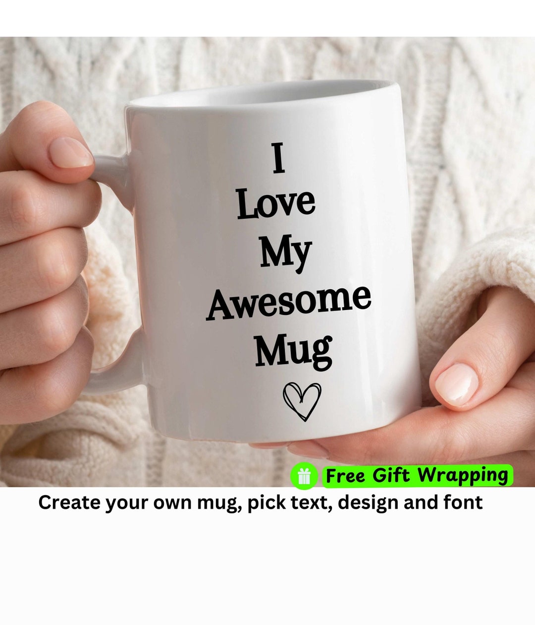 Custom Text Mug, Create Your Own Mug, Gift for Friend,design Your Own ...