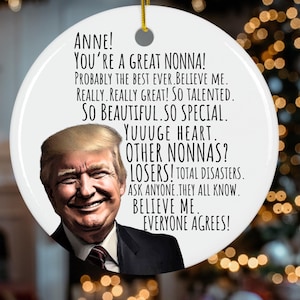 Regalo personalizado de Trump Nonna, divertido regalo de Navidad para abuela del presidente Trump, regalo de broma republicano con nombre personalizado para la mejor Nonna