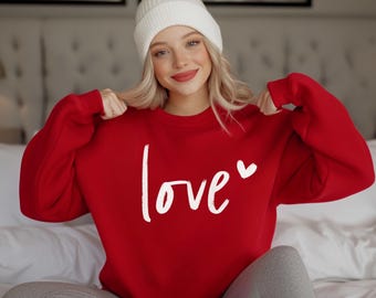 Love Sweatshirt Heart Sweatshirt Custom Couple Sweatshirt Valentines Day Gift Sweatshirt Heart Love Hoodie Gift For Her Women's Sweatshirt