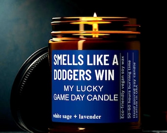 Dodgers Win Celebration Candle Perfect for Baseball Custom Fans Celebrate LA Victory Fun Gift for Dodger Stadium Enthusiasts Fathers Day Gif