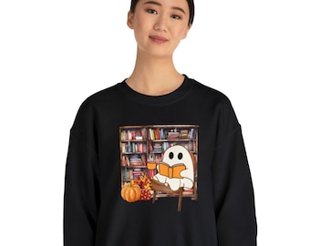 Book Lover Sweatshirt Housewarming Party Gift Ghost Shirt New Home Presents Ghostly Bookish Sister Gift Office Coworker Gifts Halloween