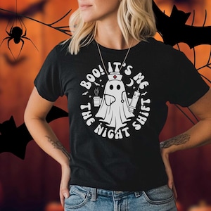 Night Shift Crew Unisex Tee Halloween Nurse Shirt Retro Spooky Nurse Tshirt Registered Nurse gift Halloween Top Nursing School Gift RN Shirt