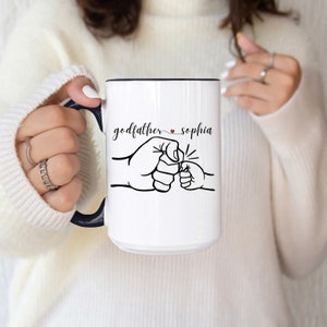 Personalized Godfather Gift Custom Godfather Mug, Father&#39;s Day Birthday or Christmas Present from Godchild Godfather and Baby Fist Bump Mug