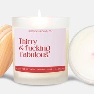 30th Birthday Gift Funny Candle Thirty & Fabulous Thirtieth Custom Birthday Gift for Her Him Thirties Era Thirty Flirty Thirty Years Old