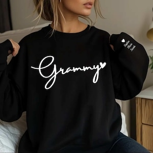 Personalized Grammy Sweatshirt Kids Name on Sleeve, Custom Grammy Sweatshirt, New Mom Sweatshirt, Gift For Mom, Grandma Gift