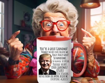 Cadeau voor oma Mok grappig Trump-cadeau Gepersonaliseerde omacadeaus, grappige omamok, beste oma ooit, koffiekopje grappige oma
