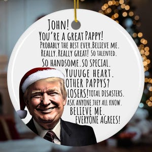 Custom Trump Pappy Gift for Pappy republican commemorative personalized Ornament Christmas 2024 gift from grandson or granddaughter