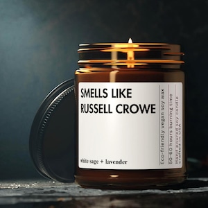 Smells Like Russell Crowe Candle Custom Fan gift funny Iconic Movie Star Inspired Ideal Fan Gift Bold Home Accent