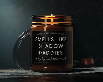 Smells Like Shadow Daddies Candle  Amber Jar Soy Candle in 4oz & 9oz Sizes  Fantasy Lover Gift Shadow Daddy Fantasy Book candle Merch Roman