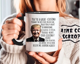 Grappige Trump mok cadeau voor vriend collega grappige Trump aangepaste woord koffiemok Trump thema gag cadeau collega gag nieuwigheid beker bijnaam mok whit
