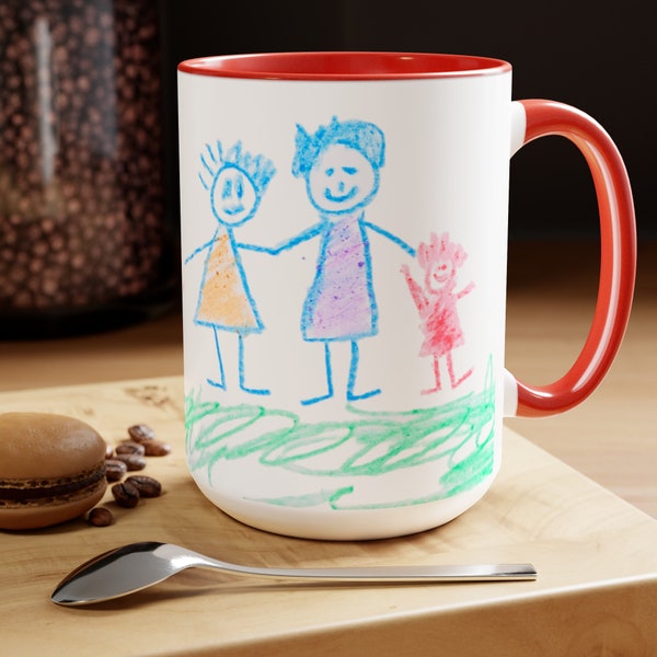 Kids Drawing Mug Child's Drawing Mug Personalized Mug Kids Artwork Mug Gift For Dad Ceramic Coffee Mug Grandparents Gift Artwork Mug