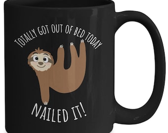 Regalo de pereza, taza de pereza, taza divertida de pereza, taza de café de pereza, regalo para amantes de la pereza, taza de pereza, regalo de media, regalos de pereza para ella, taza negra