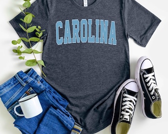 Camisa de gola redonda da Carolina do Norte, camiseta universitária Tar Heels, unissex, presente da Carolina para ela