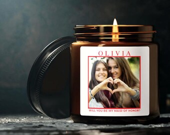 Personalized Maid Of Honor Proposal Candle Photo Candle Customized Maid of Honor Candle Bulk Candles Custom Bachelorette Wedding Party Gift
