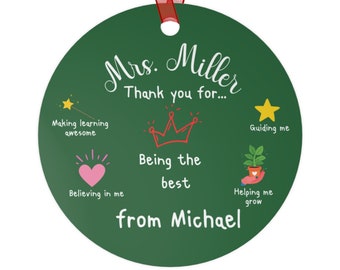 Custom Teacher Ornament, Teacher Gift Ornament, Teacher Ornament Personalized, Teacher Ornament, Teacher Gift Personalized,Thank You Teacher
