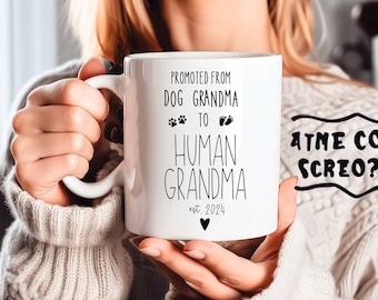 New Grandma Promoted to Grandma from Dog Grandmother, Pregnancy Announcement, New Grandma Gift, Baby Announcement Birth of First Grandchild