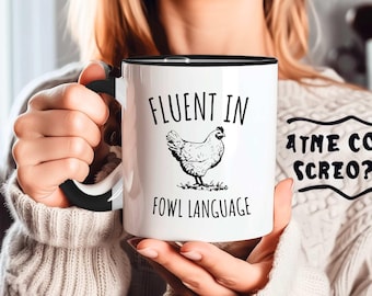 Fluent In Fowl Language Chicken Gift Mug Crazy Chicken Lady Funny Chicken Lover Gifts Chicken Dad Chicken Mom Farmer Country Girl Coffee Mug