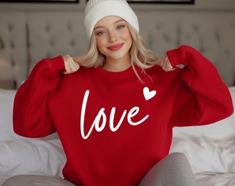 Love Sweatshirt Heart Sweatshirt Custom Couple Sweatshirt Valentines Day Gift Sweatshirt Heart Love Hoodie Gift For Her Women's Sweatshirt