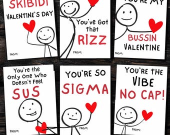 Slang Kids Valentine's Day Funny Cards Custom Printable Classroom Valentine Teen Tween School Valentines Boys Valentine Funny Valentine Card