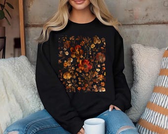 Vintage Pressed Flowers Sweatshirt Fall Cottagecore Autumn Floral Sweater Botanical Crewneck Nature Pullover Flower Lover Thanksgiving Shirt