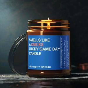 Knicks Lucky Game Day Candle Ultimate NBA Custom Fan Gift Personalized gift Unique Basketball Spirit Scent Victory Celebration Fragrance