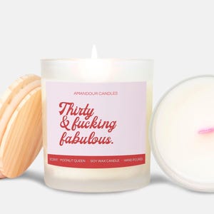 30th Birthday Gift Funny Candle Thirty & Fabulous Thirtieth Custom Birthday Gift for Her Him Thirties Era Thirty Flirty Thirty Years Old