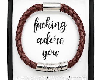 1 Jahr Jahrestag Geschenk für Freund Morsecode Armband Geschenk für Freund Fernbeziehung Geschenk Geburtstagskarte für Freund