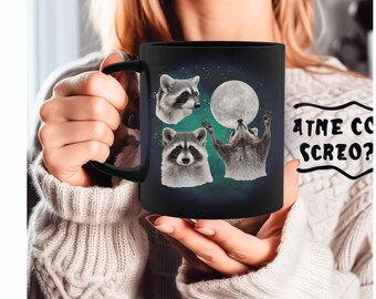 Raccoon Mug Funny Trash Panda Coffee Cup Three Raccoons Vintage Graphic Coffee Cup Funny Raccoon Cup Raccoon Lovers Funny Raccoon Gifts new
