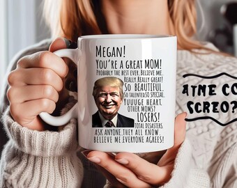 Regalo personalizado de Trump para mamá, divertido regalo personalizado para mamá, taza de Trump para mamá, Navidad de Trump 2025, adorno navideño para el Día de la Madre para mamá, regalo de Navidad para mamá