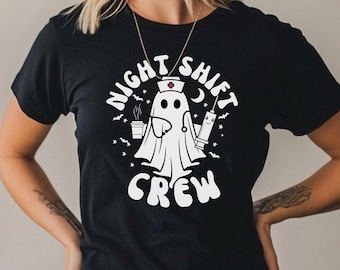 Spooky Nurse Halloween Sweatshirt, Night Shift Crew Retro RN Tee, Registered Nursing School Shirt, Halloween Nurse Apparel, Scary Nurse
