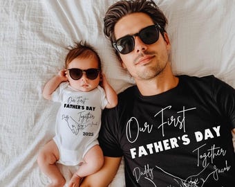Custom Father's Day Shirt Our First Father's Day Personalized Matching Shirt Daddy Gift 1st Fathers Day Gift Personalize