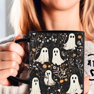 Niedliche Geister Kaffeebecher Herbst ästhetische Halloween Thema Halloween Festliche Herbst Keramikbecher perfektes Geschenk für Halloween Thema Küche Dekor