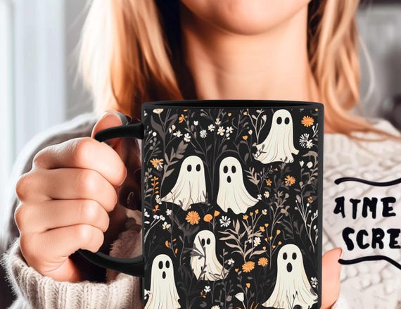 Cute Ghosts Coffee Mug Fall aesthetic Halloween theme Halloween Festive Fall Ceramic Mug perfect gift for Halloween Theme Kitchen Decor