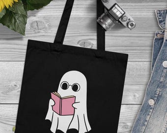 Sacola de algodão para leitura de fantasmas, presente de Halloween, bolsa feminina da moda, bolsa fofa de fantasma, bolsa fantasma de Halloween