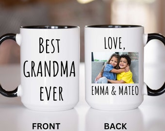 Best Grandma Ever Mug Custom Mug With Picture Personalized Photo Mug For Grandma, Grandmother Gift, Kids Photo Mug
