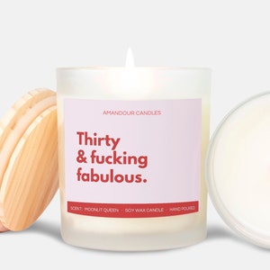 30th Birthday Gift Funny Candle Thirty & Fabulous Thirtieth Custom Birthday Gift for Her Him Thirties Era Thirty Flirty Thirty Years Old