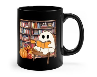 Book Lover Mug Housewarming Party Gift Ghost Mug New Home Presents Ghostly Bookish Mugs Sister Gift Office Coworker Gifts Halloween Coff Cup