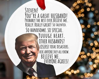Regalo personalizado de Trump para esposo, adorno para árbol de Navidad para esposo, adorno divertido para el mejor esposo, regalo de Navidad.