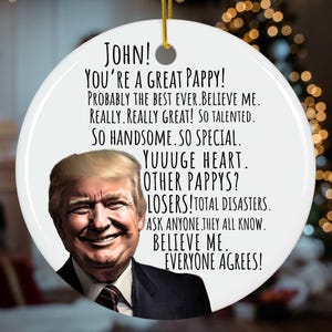 Personalized Trump Pappy Gift for Pappy republican commemorative Custom Ornament Christmas 2024 gift from grandson or granddaughter
