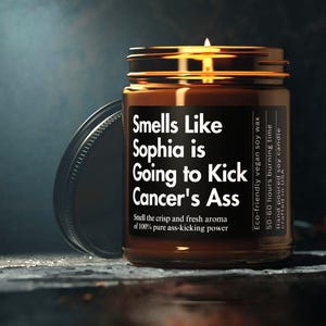Custom Cancer Gift Breast Cancer Personalized Cancer Survivor Gift Chemo Care Package Funny Candle Cheer Up Gift Chemo Gift Cancer Sucks