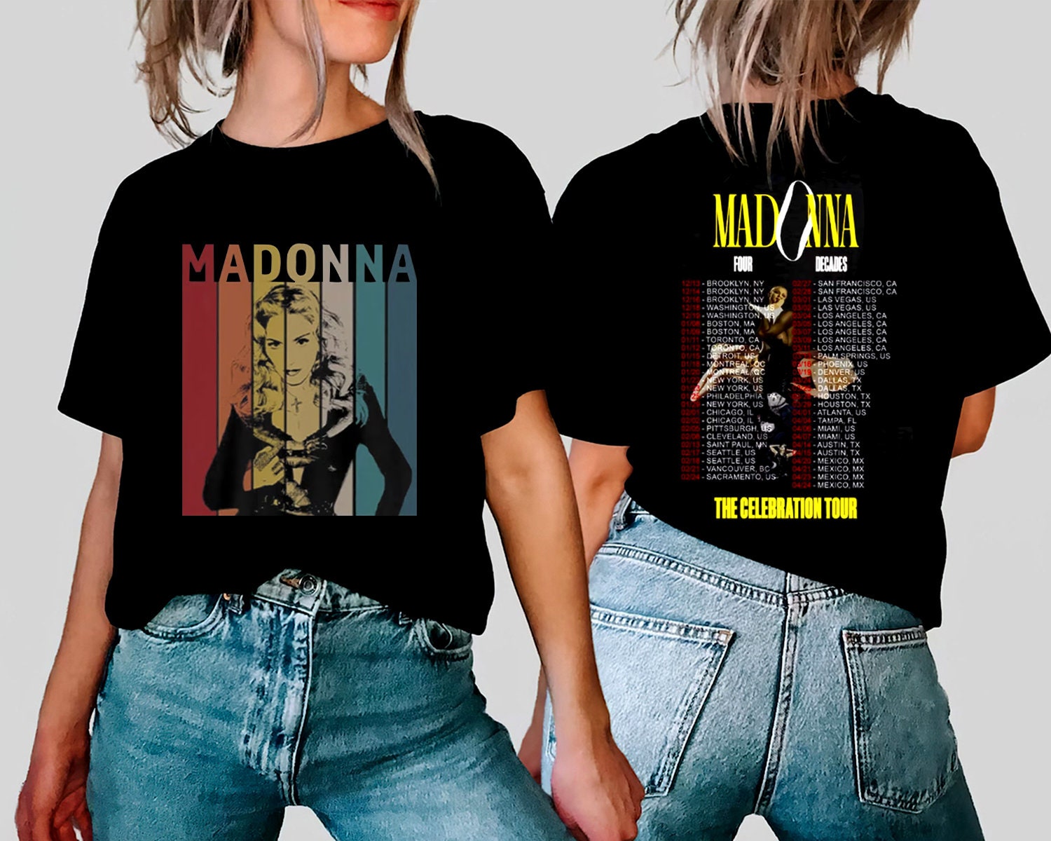 Madonna 90s Vintage Shirt, Madonna The Celebration 2024 Tour T-Shirt, Four Decades Tour