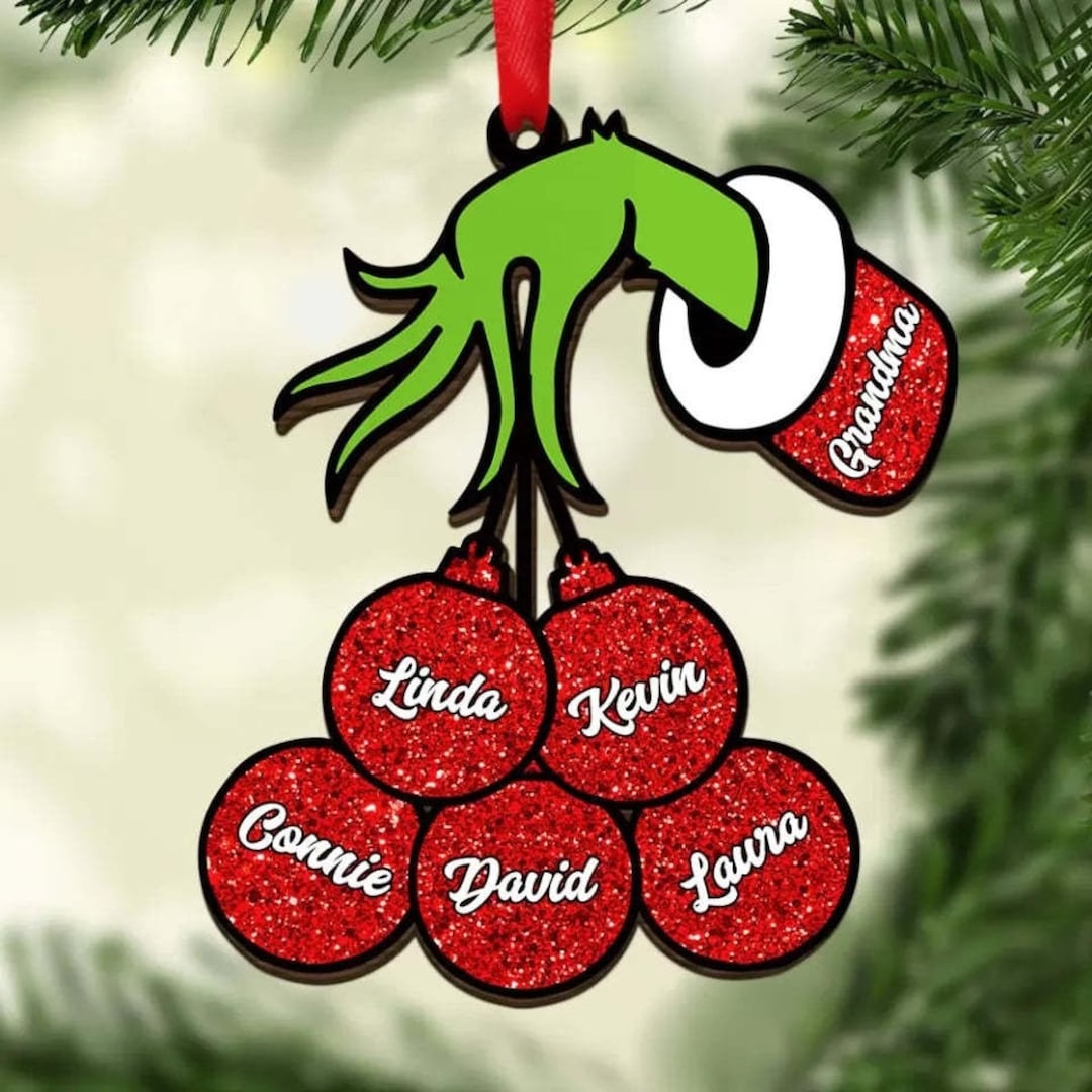 Personalized Grinch Ornament, Grinch Ornament, Green Monster Ornaments ...