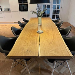 3m Solid Oak Dining Table with X-Shaped Legs – Handmade Wide Plank Wood Top – Rustic Scandinavian Modern Design