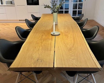 Solid oak wood table top 3m with X oak legs, Oak Table