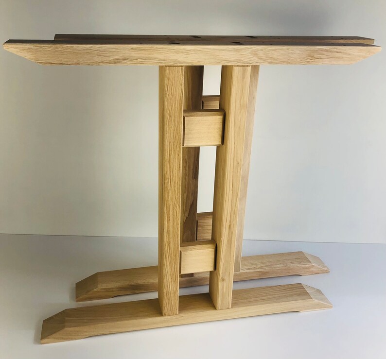 Patas de mesa de roble macizo en forma de T de 40 x 80 mm – Base de madera duradera hecha a mano para mesas de comedor y de centro – Acabado natural imagen 3