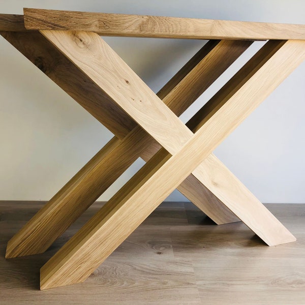 Pieds de table robustes, chêne Pieds de table en forme de X 80 x 80 mm