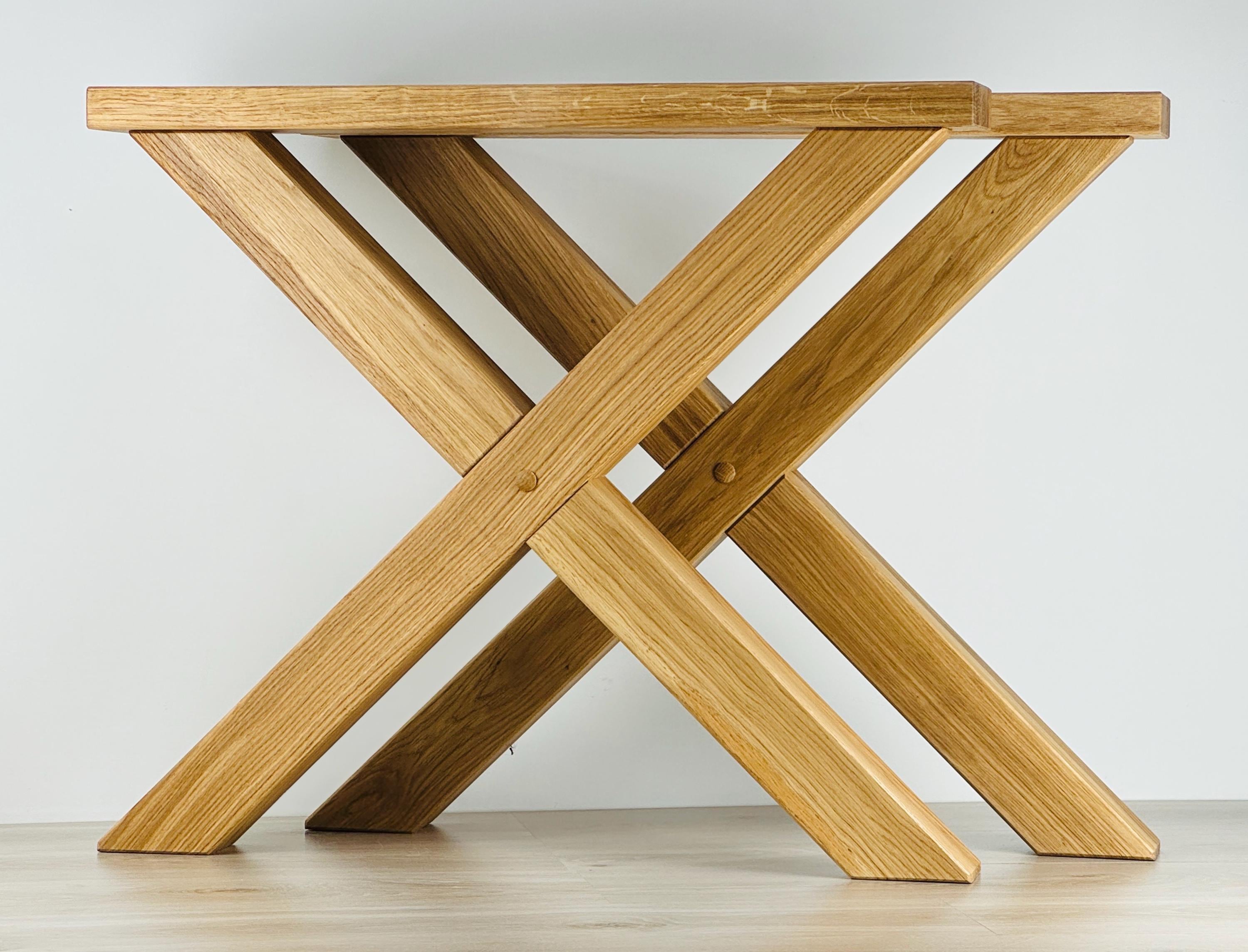 X-shaped Oak Table Legs – Solid Wood Base for Dining or Coffee