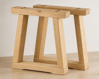 U-Shaped Oak Bench Legs – Solid Wood Rustic Bench Base – Handmade Oak Legs 40 cm / 15.7” Height