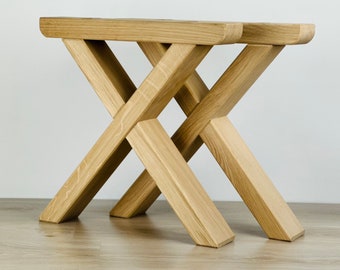 I字型オーク無垢材テーブル脚 - ダイニングテーブルやオフィステーブル